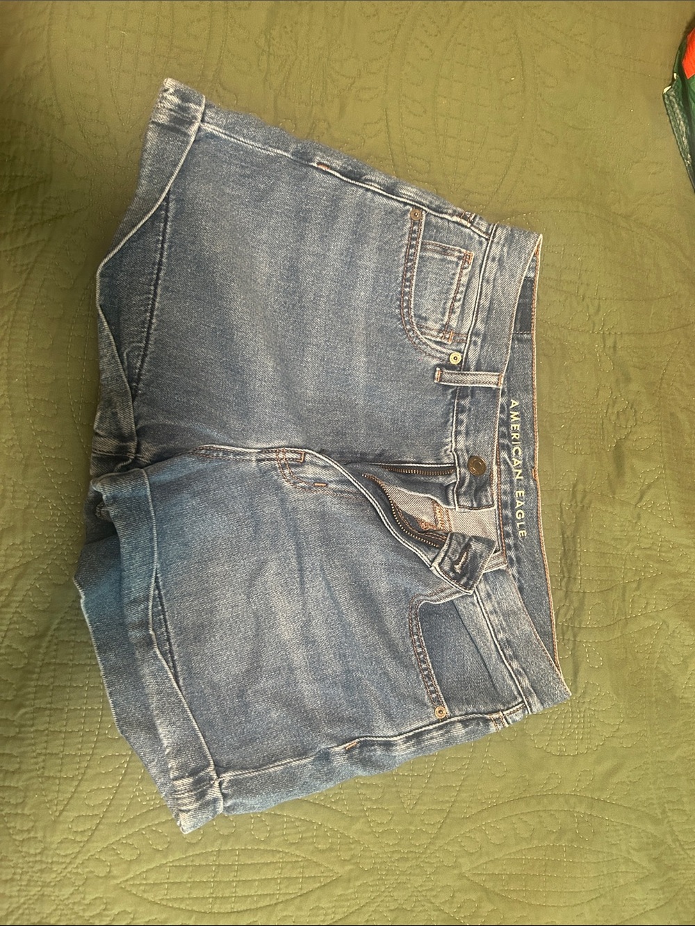 American Eagle Outfitters Light Blue Denim High-Waist Jean Shorts